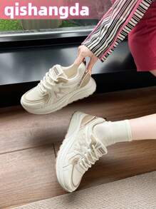 [Qishangda] Brand Mesh Breathable Sneakers Women 2025 New Spring Autumn Casual Running Shoes For Middle School Students, Lightweight Soft Sole White Shoes, Women Shoes > Women Shoes > Women Sneakers > Women Chunky Sneakers