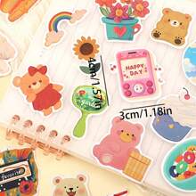 108张水彩贴纸可爱卡通熊防水PVC可重复使用适用于手机壳，水瓶，滑板，头盔，笔记本电脑，午餐盒，好朋友共享
