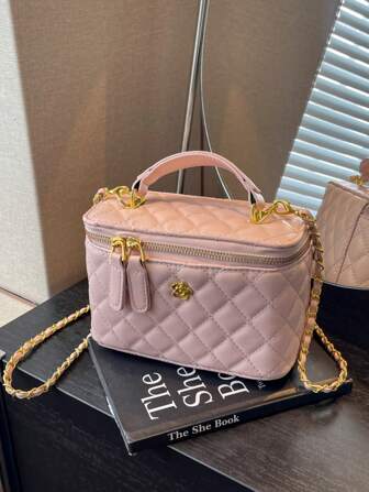 新款手提盒形设计单肩包，简约时尚斜挎包