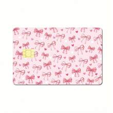 1pc Pink Bow Sticker, Colorful Bowknot PVC Cute Sticker For Debit/Credit Card, Creative Mini Name Card Skin Sticker, Art Sticker, Gift For Women,Back To School,School Supplies - Multicolor - View 11