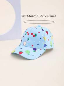 1pc Kids Cartoon Fruit Printed Baseball Cap, Spring/Summer Sun Protection Hat For Girls And Boys, Suitable As Holiday Gift, Outdoor Use
