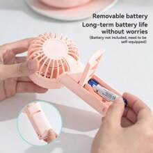 1 pieza Mini ventilador de mano para volver a la escuela con 2 pilas AA (pilas no incluidas)