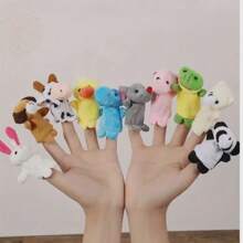 5pcs Assorted Cartoon Style Finger Puppets, Comforting Small Plush Toys