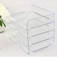 2 Piezas/Bandeja de Archivo de 4 Piezas, Caja de Almacenamiento de Papeles, Bandeja de Cartas, Caja de Almacenamiento de Escritorio Apilable Transparente, Perfecta para Almacenar Papeles, Tabletas, Cartas, Documentos de Oficina, Libros, Notas, Carpetas - color transparente - Ver 5
