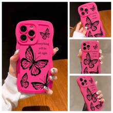 1PC Black Butterfly Pattern Shockproof Phone Case, Compatible With IPhone11/12/13/14/15Pro/15Plus/15Pro Max/16/16pro/16plus/16promax