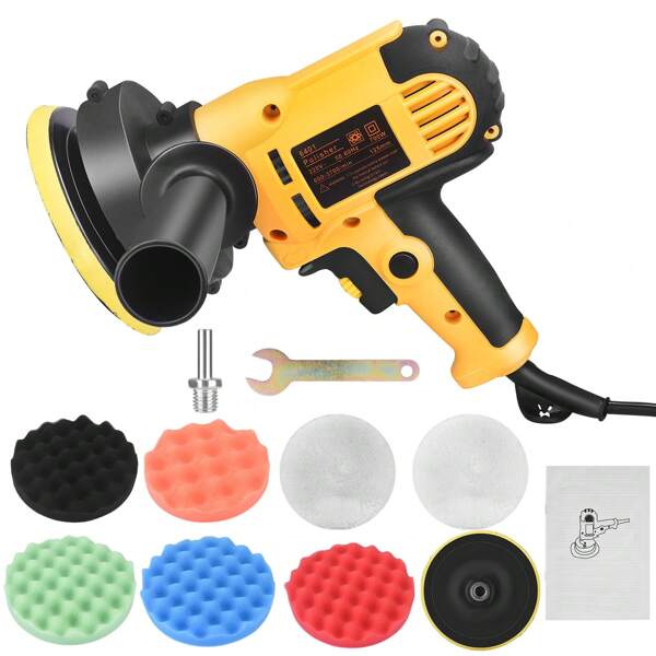 Kit di lucidatura giallo da 125 mm, lucidatrice con tampone di lucidatura rimovibile per lucidatrice per auto, legno, metallo, mobili