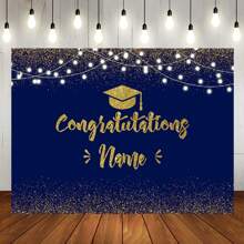 1pc Congratulations Graduate Customizable Name Multicoloured Background Decoration Congratulations Graduation Party Cake Table Decoration Banner Portrait Photography Backdrop Fabric Vinyl - Multicolor - View 10