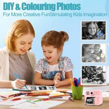 男孩和女孩的儿童即时打印，带打印纸的高清镜头数码相机，适合 6-12 岁以上幼儿和青少年的圣诞生日礼物玩具，外出与朋友玩耍的绝佳选择，留下美好瞬间即时打印相机 - ZSK-多色 - 查看 5