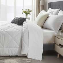 5/7 Piece Solid Color Bed Comforter Set Queen, Creative Geometric Pattern Design, Soft And Comfortable Summer Bedding Set.Bed In A Bag For All Seasons, Includes Comforter, Flat Sheet, Fitted Sheet, Pillowcases,  Ideal Gift. - 白色 - 查看 6