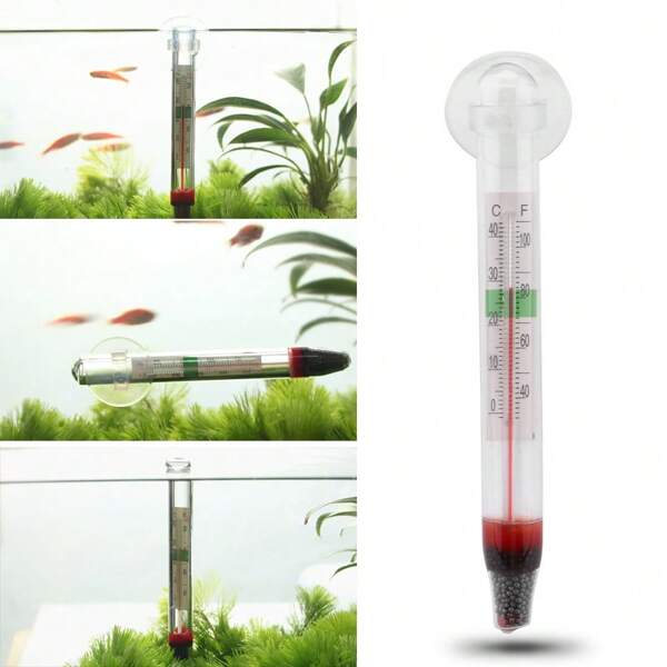 1 Stück Aquarium Fisch Tank Thermometer, Saugnapf Schwimmende Wassertemperatur Messgerät, Schildkröten Becken Hänge Thermometer, Hohe Präzision, vertikaler Schwimmkörper Anti-Fallen, geeignet für Fischbecken Temperaturüberwachung