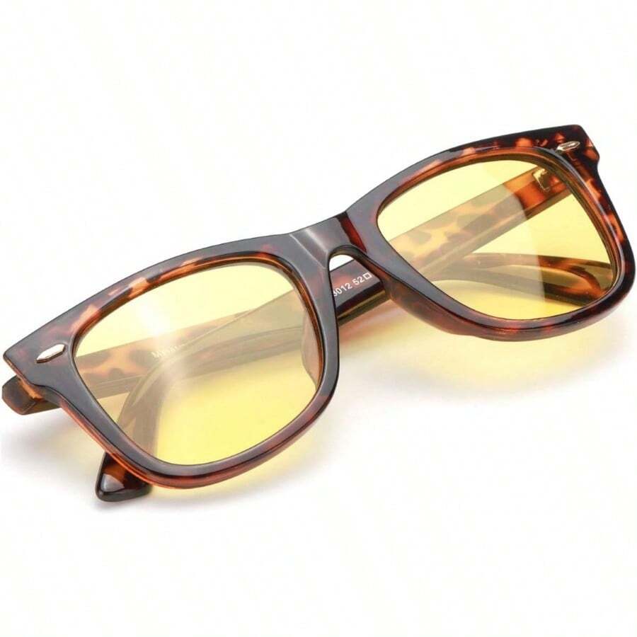 HYCHIC Night-Driving Anti Glare Glasses Yellow Polarized Lens For Foggy/Rainy/Cloudy/Nighttime - UV Protection - 豹紋鏡框/黃色鏡片 - 查看 1