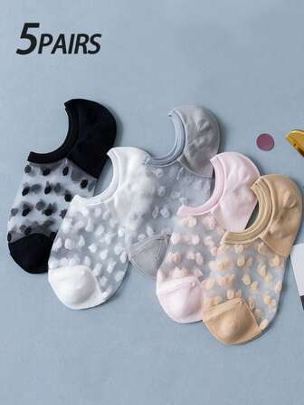 多件装女士内衬袜，粉色和白色波尔卡圆点，可爱日常高品质柔软舒适吸湿排汗，母亲节