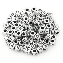 100pcs/Pack Acrylic Square & Flatround Letter Loose Beads, Fashion Cute Colorful Plated, Neon Colors, Multi-Choice For DIY Bracelets, Necklaces, Jewelry, Phone Charms, Keychains Making, Wholesale Beads