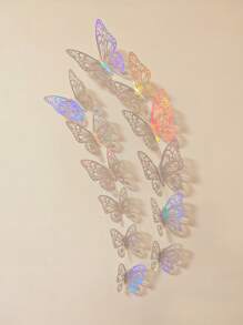 12pcs/Set 3D Hollow Butterfly Wall Stickers, Cake Decor, Wedding Decor, Home Living Room Decor Gifts Birthday Graduation Home Decor Wall Decor Bathroom Decor Bedroom Decor Room Decoration Stuff House Decor Home Decor Living Room Wall Paper Personalised Stickers School Decor School Surprise Dormitory Decor Back To School