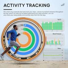 Smart Ring Health Tracker For Women & Men, Fitness Ring With Sleep & Motion Tracking, Touch Control, No Subscription Required, Compatible With IOS & Android - 金色 - 查看 5