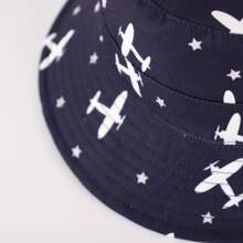 飞机图案男童遮阳帽女童渔夫帽儿童夏季遮阳帽 - 飛機五角星盆帽 - 查看 9