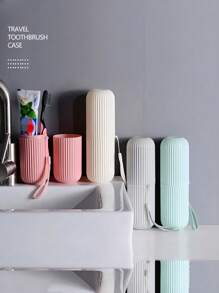 1pc Portable Travel Toothbrush Box Set, Wash Cup With Lid, Toothpaste, And Toothbrush Storage Box Mouthwash Cup,Toothbrush Cup Rope Color Random,Makeup Brush Storage Box, Travel Wash Cup ,Portable Couple Toothbrush,Travel Supplies, Bathroom Decor, Bathroom Accessories, Storage And Organization Travel Essentials Travel Accessories Travel Must Haves Beach Vacation Summer Holiday School Accessories Back To School Stuff Back To School Supplies