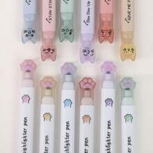 6pcs, Cat's Paw Highlighter, Student Cute Marking Pen, Marking Pen Color Marker, Classroom Small Gift, Handbook Watercolor Pen, Suitable For Daily Study And Work Writing Marker