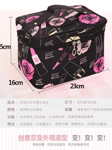 Large Capacity Makeup Bag, Portable Multifunctional Square Handbag, Waterproof Toiletry Bag, Skincare Products Storage, Elegant Design - Multicolor - View 6