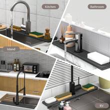 Silicon & Stone Absorbent Mat - For Sink Faucet, Quick-Dry Silicone And Stone Material To Prevent Water Accumulation, Kitchen & Bathroom Cabinet Protector
