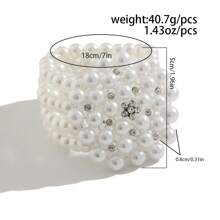 2 pièces Collier de mode de mariée, Bracelet, Perle Fausse Multi-Couche, Ras-du-cou Perlé Français, Chaîne de Clavicule, Ensemble d'Accessoires de Mariage et de Fête