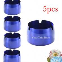 5 piezas Set de ceniceros de acero inoxidable a prueba de viento, personalizado con grabado láser, adecuado para promociones de eventos, regalos corporativos, fiestas de boda y cumpleaños, picnic y camping, decoración para jardín, bar, restaurante, cafetería, regalo ideal para familia, pareja, compañero de trabajo