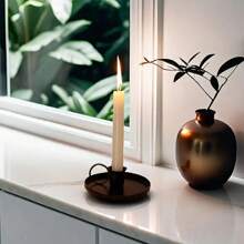 1pc Elegant Iron Candle Holder - Floor Standing, Creative Gold And Black Metal Decorative Candle Holder, Suitable For Easter, Weddings And Everyday Use, To Create A Warm Home Atmosphere