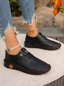 Women's Fashion Niche Design Flat Shoes, Versatile Casual Sports Shoes, Lightweight, Breathable And Comfortable, Suitable For Ballet. - 黑色 - 查看 3