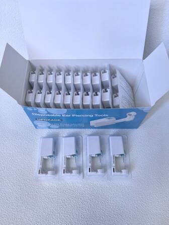 1-24 piezas Juego de perforación de oreja desechable y estéril, máquina perforadora para cartílago, trago, hélice sin dolor, juego de herramientas y pendientes