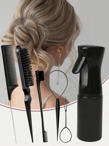 6 pièces/Ensemble de brosses à cheveux pour enfants, bouteille de spray pour cheveux, anneau de tresse, peigne à queue de rat, brosse à cheveux pour volume, brosse à cheveux pour le contrôle des pointes