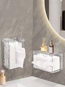 1pc Wall Mounted Tissue Holder,Glacier Pattern Paper Organizer Dispenser,Large Tissue Storage Box For Kitchen,Bathroom,Home, Office