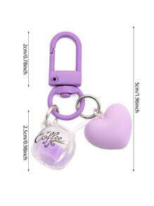 1pc Multi-Color Keychain, Acrylic Heart-Shaped Glow-In-The-Dark Bicolor Coffee Cup Bag Car Decor Pendant