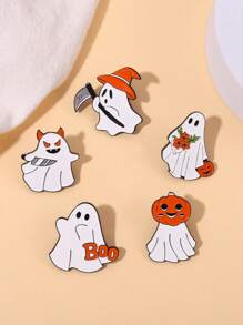1pc Creative Cartoon Halloween Series Pumpkin Head Ghost Unique Design Metal Lapel Pin - Multicolor - View 4