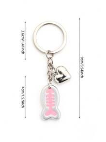 1 件树脂卡通钥匙扣，亚克力闪亮银色蝴蝶、小鱼、星星装饰吊坠适用于包包、汽车和各种装饰 - 彩色 - 查看 6