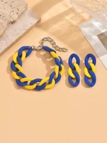 Set de pulsera y aretes de cadena con acrilico estilo de pintura de caucho en color caramelo, accesorios de moda como regalo para el Día de San Valentín, mamá, madre, Día de la Madre