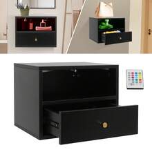 TFCFL Floating Nightstand With Slide Drawers, Floating Bedside Cabinet, Floating Bedside Table With Drawers 17.72*11.81*13.78in - 黑色 - 查看 4