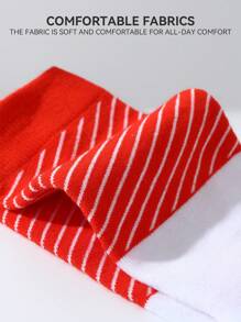 1 Pair Gift Box Colorful Stripe Unconventional Food-Inspired Women Mid-Calf Socks, Soft Breathable Casual Home Party Novelty Socks, Unique Personalized Design, Suitable For Holiday Gift, Unisex Socks All Season