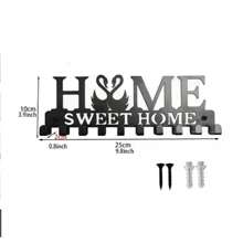 金属衣架天鹅字母壁挂钥匙扣毛巾帽架收纳架衣服钥匙包皮带浴室毛巾架置物架收纳 - 黑色 - 查看 6