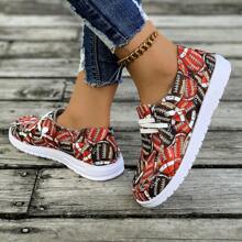 1 paire de chaussures plates confortables et légères en canevas à bout rond antidérapantes pour femmes
