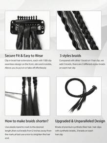 夹式辫子接发，夹式辫子接发，3 根辫子合一，22 英寸 - 32 英寸超长天然柔软合成马尾接发，适合女性日常佩戴