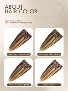 Clip In Hair Extensions Human Hair 7pcs Straight Real Human Hair Extensions Clip-In Nature Human Hair Clip Extensions Seamless Clip In Hair Extensions - S4/27 - View 7