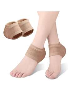 2 件装脚跟保护套适用于冬季干燥足部皮肤保湿套，去角质柔软脚跟套，适用于皮肤干燥开裂的男女