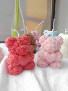 1支玫瑰心形小熊香氛蜡烛，手工创意卧室装饰，送给女孩的理想礼物，浪漫婚礼派对香氛蜡烛 - 彩色 - 查看 8