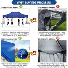 CAROMA Pavilion 3x4.5M Waterproof Stable Winterproof With 4 Side Walls, Popup Folding Pavilion Party Tent, Foldable Sun Protection Garden Pavilion For Beach Wedding Camping With Handbag (3 X 4.5m Gray)