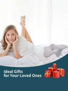 1 PIEZA Almohada ortopédica con forma de mariposa de espuma viscoelástica - Soporte ergonómico para la columna cervical, rebote lento, almohada para el cuello para dormir, apta para dormir de lado y boca arriba, promueve el posicionamiento correcto de la columna, baja alergénica, funda de almohada lavable a máquina