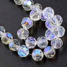 30pcs Elegant Faceted Crystal Glass Beads, Multicolor Iridescent - Ideal For DIY Bracelets, Necklaces & Pendants Jewelry Making Supplies, Glass Beads, Pendant