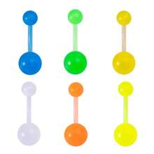 Set de anillos para el ombligo de 14G de acrílico de colores suaves y flexibles que brillan en la oscuridad, con joyería de piercing de ombligo de acero inoxidable con perlas multicolor esmaltadas - Multicolor - Ver 4