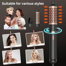 3 In 1 Automatically Rotating Hot Air Blow Dryer Brush Set, Auto Spin Hair Dryer With 2 Interchangeable Brush(38mm+50mm) & Air Nozzle, Electric Hot Air Spin Hair Brush Set For Hair Volumizer, Drying, Straightening, Curling