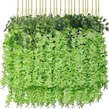 Paquetes de 12/24/36 Enredaderas artificiales de flores de glicinia colgantes de ratán y seda para decoración del hogar, fiestas, bodas, cumpleaños y graduaciones, de colores variados