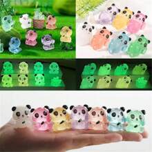 8pcs Luminous Colorful Resin Panda & Bamboo Sculpture, 2 Styles Glow-In-The-Dark Mini Panda Figurines, Handmade With Bamboo Stem, Multi-Functional Indoor/Outdoor Fairytale Garden Decor, Unique Home/Bedroom/Desk Decoration, Fun Party & Holiday Gift (Random Color & Style)